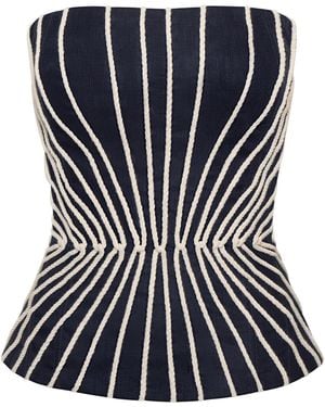 ANDRES OTALORA Silencio Del Sol Embroidered Linen Top - Black