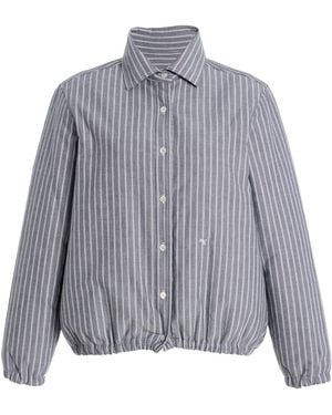 HOMMEGIRLS Striped Cotton Oxford Bomber Jacket - Grey