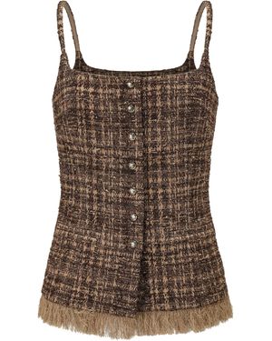 Into The East Plaid Tweed Slip Vest - Brown