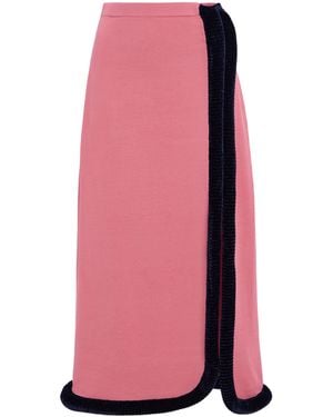 DIOTIMA Castries Velvet-Trimmed Knit Maxi Skirt - Pink