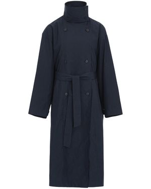 Source Unknown Helga Double Layer Cotton-Blend Trench Coat - Blue