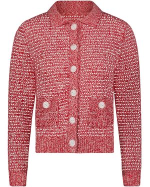 Matthew Bruch Cable Mesh Cotton-Blend Cardigan - Red
