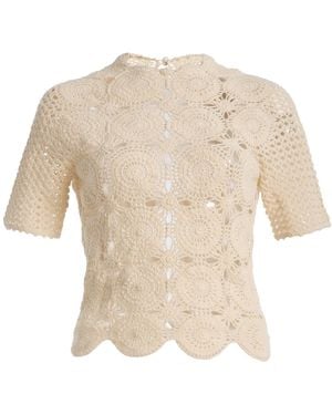Escvdo Siula Crocheted Cotton Top - Natural