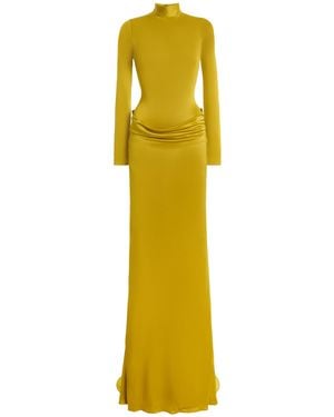 Burc Akyol Caryatide Draped Wool Gown - Yellow