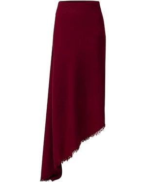 Monse Asymmetric Cascade Wool Maxi Skirt - Red