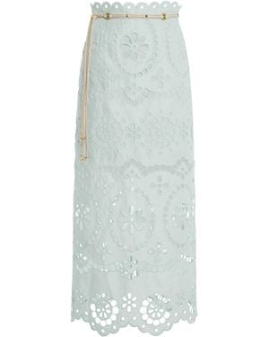 Zimmermann Awaken Embroidered Linen Midi Skirt - White