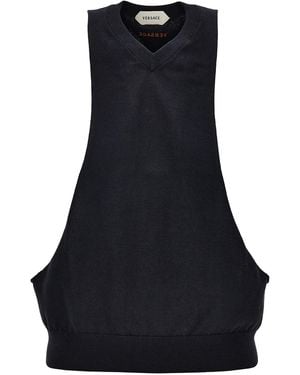 Versace Cutout Cotton-Blend Tank Top - Black