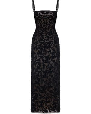 Montsand Straight-Neck Bodice Midi Dress - Black