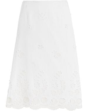 Altuzarra Malik Embellished Cotton Midi Skirt - White