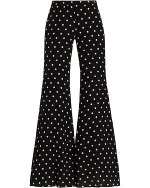 Franchise Exclusive Catherine Polka-dot Deadstock-silk Flared Trousers - Black
