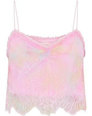 LoveShackFancy Ferni Lace Tank Top - Pink