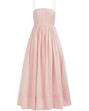 Aje. Rosie Cotton-Silk Midi Dress - Pink
