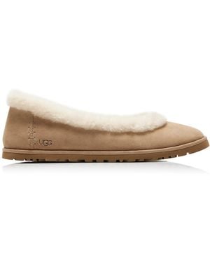 UGG Zora Sheepskin Ballet Flats - White