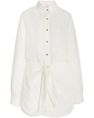Anemos The L.a. Linen-blend Mini Wrap Shirt Dress - White