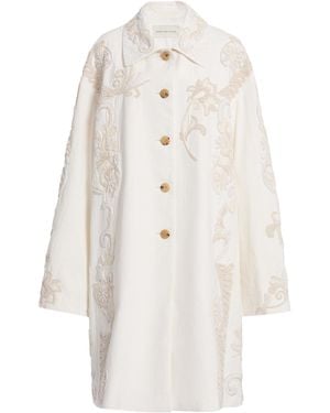 Dries Van Noten Rondero Embroidered Cotton-Canvas Coat - White