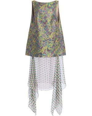 Dries Van Noten Dabel Contrast-Skirt Jacquard-Lamé Midi Dress - Green