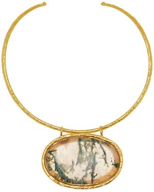 Sylvia Toledano 18K Plated Moss Agate Necklace - Metallic