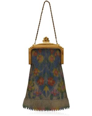 Lucia Zolea Whiting & Davis Chainmail Painted Floral Fringed Purse - Multicolor