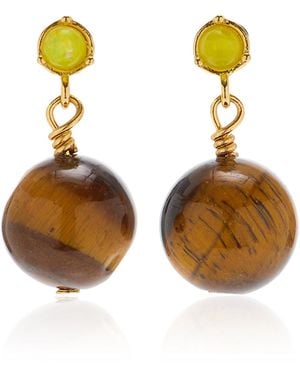 Anni Lu Eye Of The Tiger 18k Gold-plated Earrings - Brown