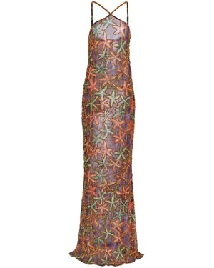 Kilentar Exclusive Okun Embellished Silk-Chiffon Maxi Dress - Natural