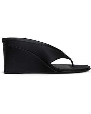 Alaïa Satin Wedge Thong Mules - Black
