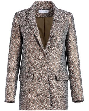 Silvia Tcherassi Cuneo Metallic Jacquard Blazer - Brown