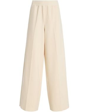 Birrot Exclusive Lay2 Drawstring Crepe Wide-Leg Trousers - Natural