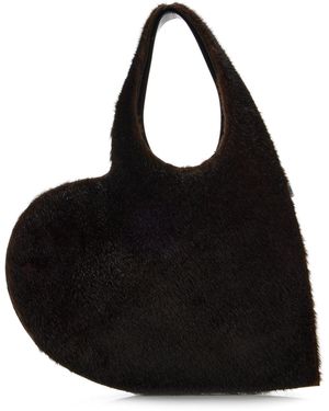 Coperni Heart Faux Fur Tote Bag - Black