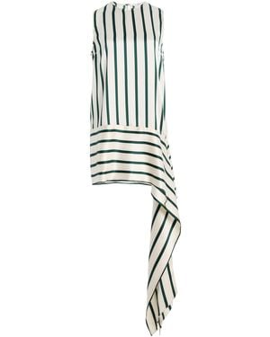 Bondi Born Cannes Sash-Hem Striped Silk Mini Dress - Green