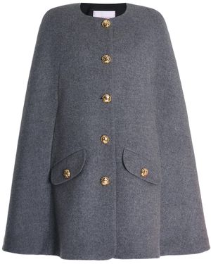 Carolina Herrera Button-front Wool And Cashmere-blend Cape Coat - Gray