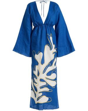 Cala De La Cruz Odele Linen Kaftan - Blue