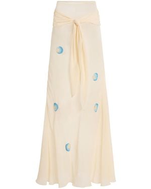 Anna October Dorothy Beaded Tie-Front Silk Maxi Skirt - Natural