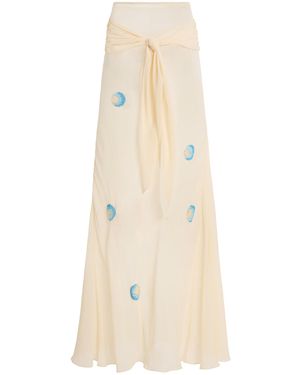 Anna October Dorothy Beaded Tie-Front Silk Maxi Skirt - Natural