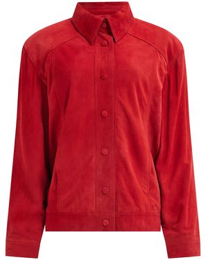 Aje. Varleta Suede Leather Jacket - Red