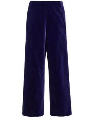 Colleen Allen Tailored Velvet Wide-Leg Pants - Blue