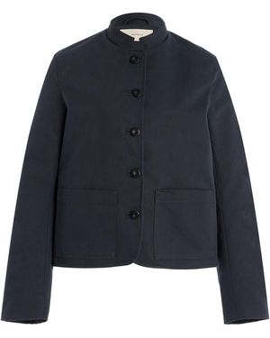Jeanerica Peplum Cotton-Blend Waxed Jacket - Blue