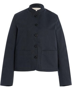 Jeanerica Peplum Cotton-Blend Waxed Jacket - Blue