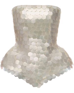 BALYKINA Kat Sequined Corset Top - White