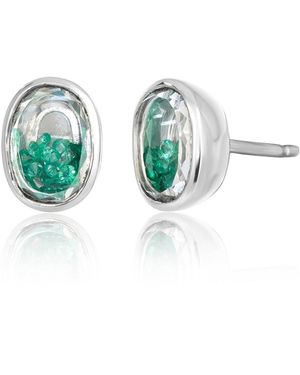 Moritz Glik 18K Neue Oval Stud Earrings Emerald - Blue