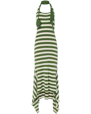Monse Scarf Collar Knit Midi Dress - Green