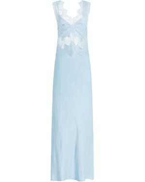 Third Form Exclusive Visions Lace-trimmed Satin Maxi Dress - Blue
