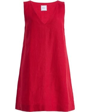 With Nothing Underneath Exclusive Sloane Linen Mini Dress - Red