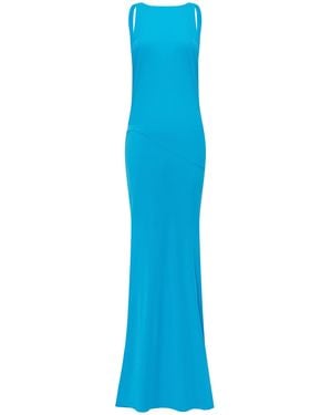 Alex Perry Open Back Draped Dry Jersey Gown - Blue