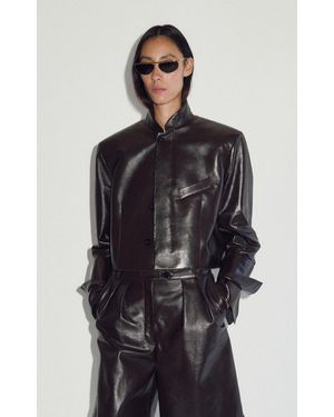 DARKPARK Maxime Leather Cropped Blazer - Black