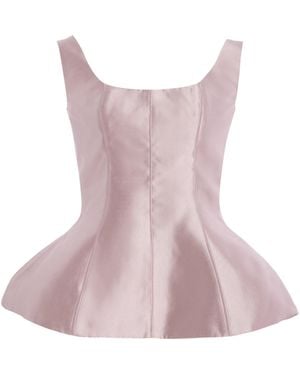 Marlies Grace Ivy Satin Peplum Top - Pink