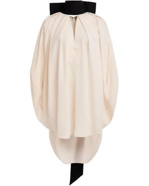 Lanvin Knotted High-neck Cape Top - Natural