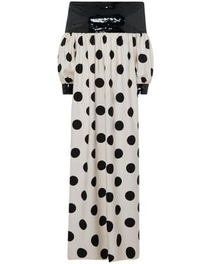‎Dima Ayad Off-The-Shoulder Sequined Polka Dot Dress - Black