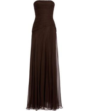 Zuhair Murad Chiffon Draped Long Dress - Brown