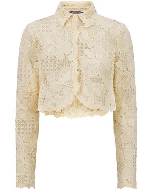 Lela Rose Lattice Guipure Lace Jacket - Natural
