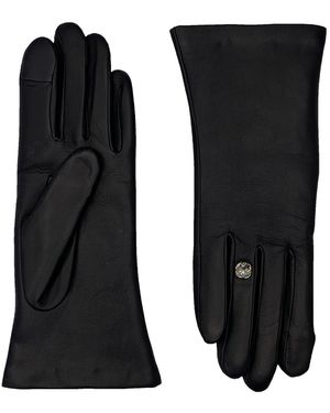 Agnelle Gem-Detailed Leather Gloves - Black